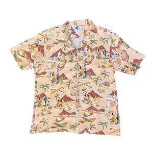 Vintage Nui Nalu Shirt Mens Large Yellow Hawaiian Dance Camp Aloha Made in USA